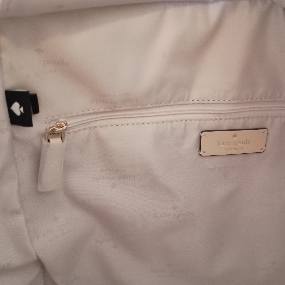 SOLD- NWT Kate Spade Meringue Cream White Jett Shearling Trim Large Tote Purse - Picture 11 of 16